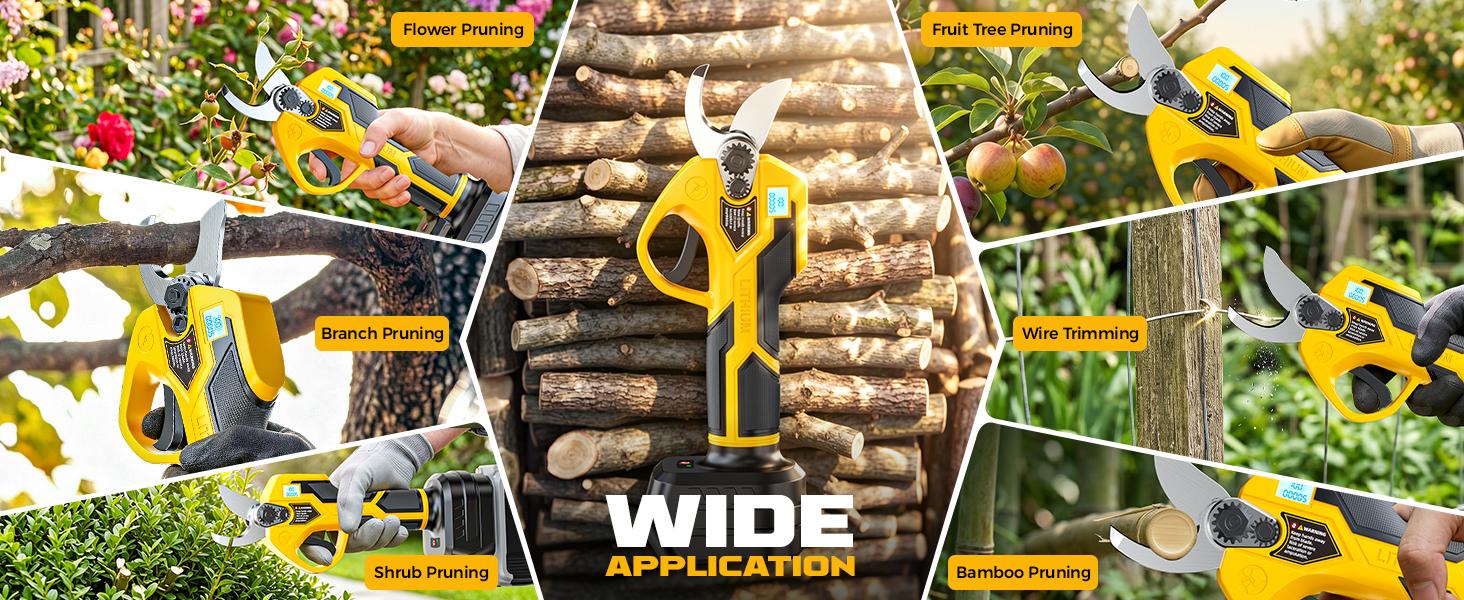 Brushless Electric Pruning Shears Compatible with DeWalt 20V Battery【Battery NOT Included】, Cordless Tree Trimmer with 30mm Max Cutting Opening, 2-Speed Adjustable, LCD Display Battery Level & Mode, SK5 Steel Blade for Garden Orchard