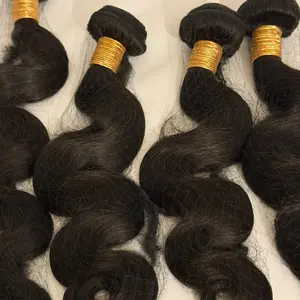 100% Human Hair Body Wave 3-Pack Bundle with 16” Transparent Closure