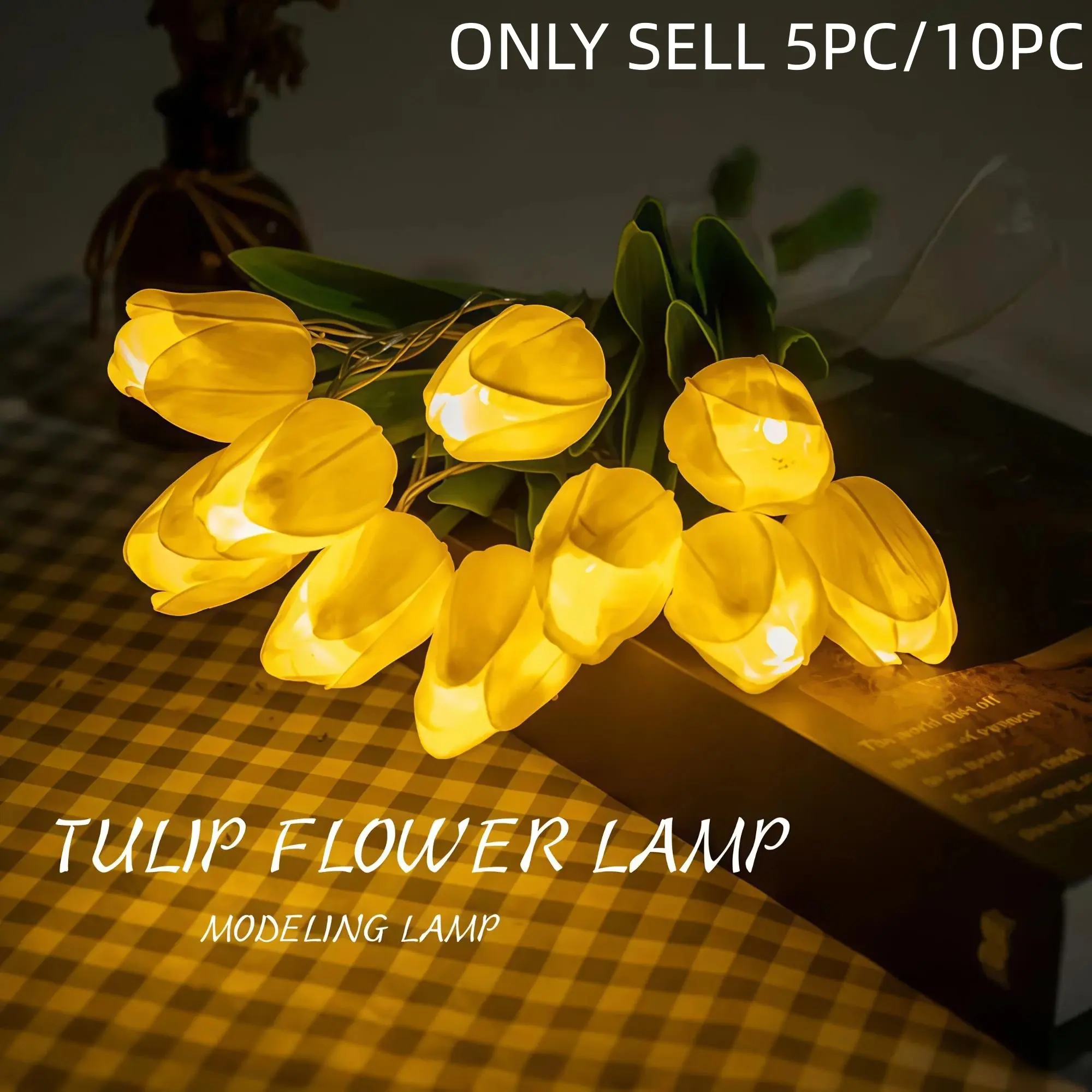 Handmade Tulip LED Artificial Flower Bouquet Night Light, Floral Lamp, Warm Atmosphere Lamp for Bedroom Living Room Desk Decor, Perfect Gift for Special Occasions