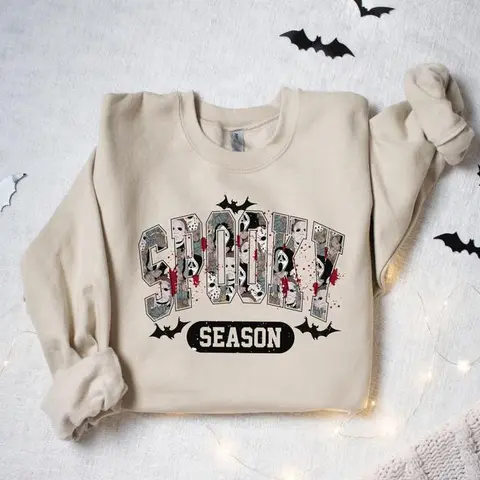 Spooky Season Shirt - Sweatshirt - Hoodie, Horor Halloween Sweatshirt, Ghost Shirt, Halloween Gift, Fall Crewneck Sweater, Halloween Party Shirt, Full Color, For Men, For Women, Casual, Classic Fashion, Full Sizes, Tee Print