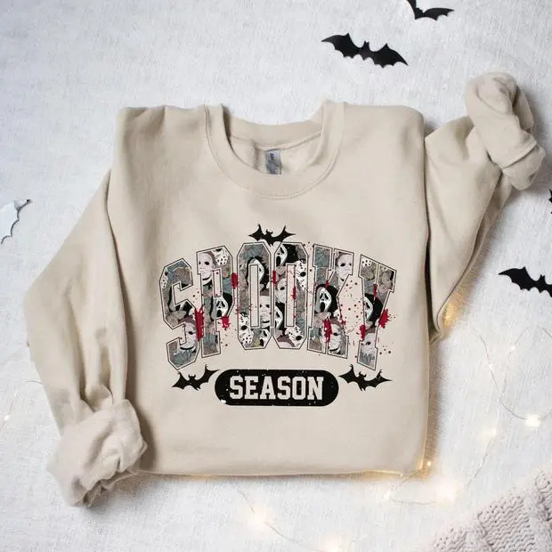Spooky Season Shirt - Sweatshirt - Hoodie, Horor Halloween Sweatshirt, Ghost Shirt, Halloween Gift, Fall Crewneck Sweater, Halloween Party Shirt, Full Color, For Men, For Women, Casual, Classic Fashion, Full Sizes, Tee Print