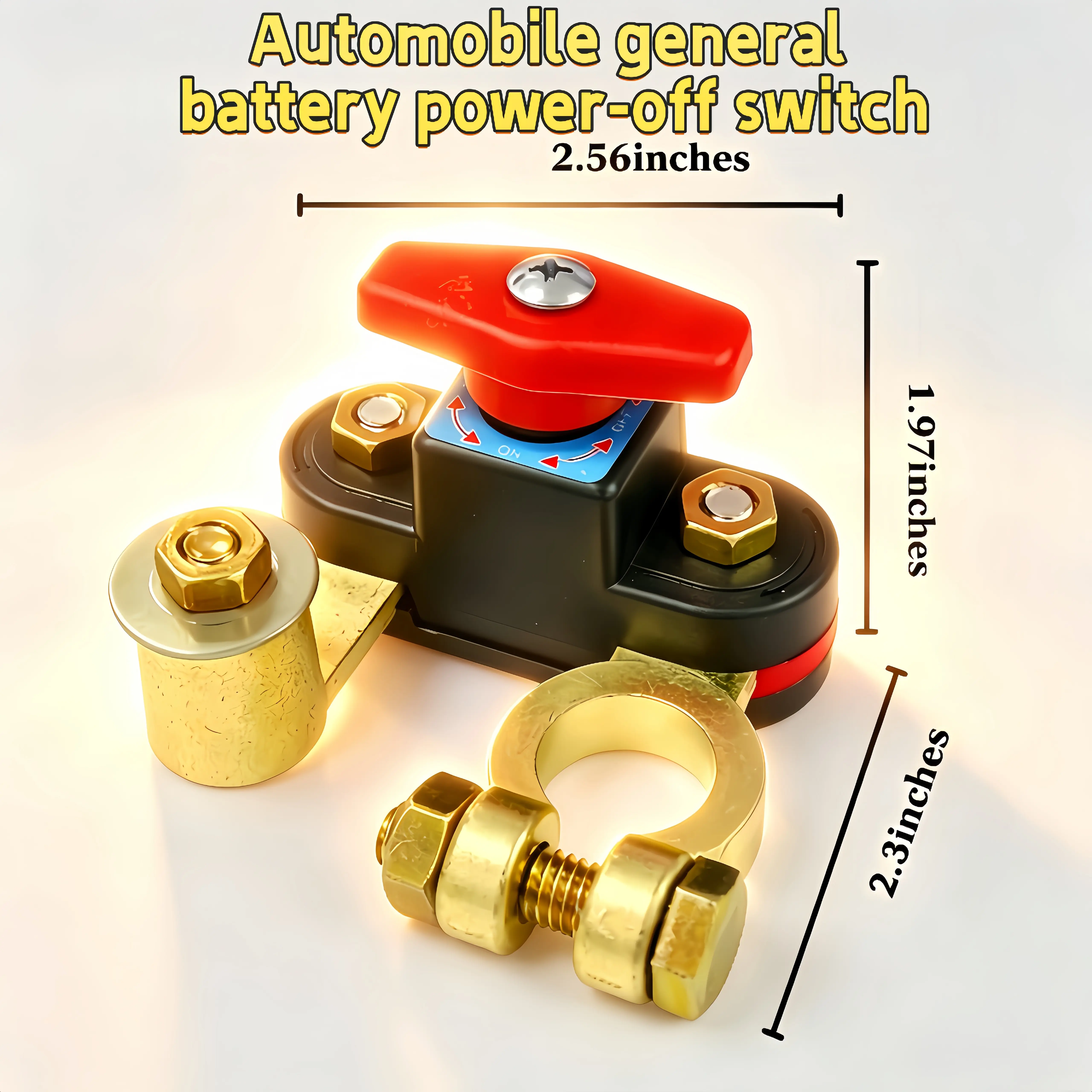 12V-24V Universal Battery Disconnect Switch, Thick Brass Dual Rotatable Head Terminal Isolator, Anti-Leakage Anti-Theft Power Cut-Off Switch for Car, Truck, RV,  mechanic tool， digital tire inflator， emergency vehicle， pulse repair， carry bag