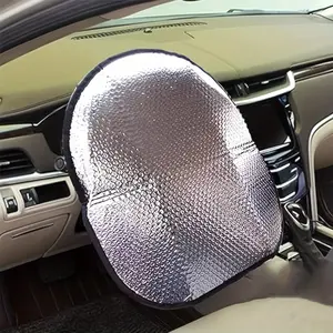2pcs Automotive Steering Wheel Sunshade for Most Cars - With Anti-UV Box Insulation Function