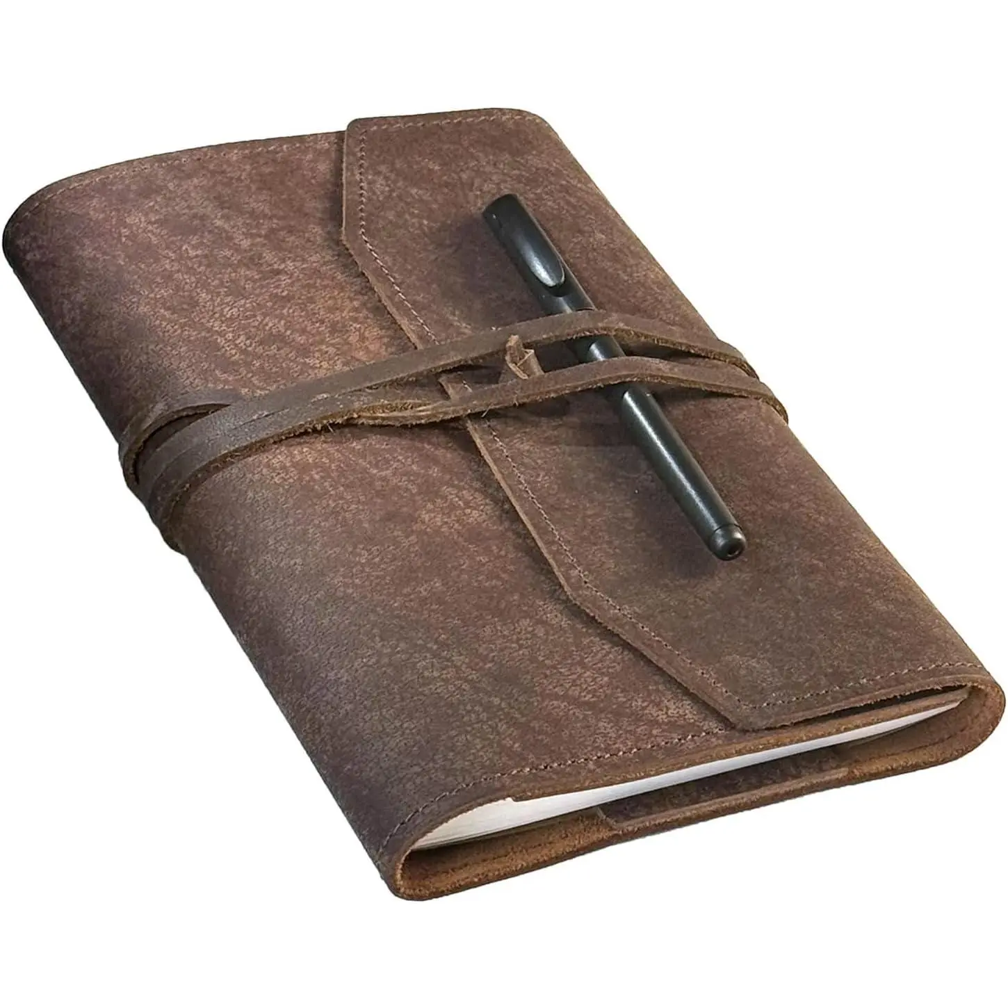 Refillable Leather Journal Notebook - Large Size 6x8 in Men/Women Office Stationery, Replaceable A5 Diary Cover, 100 Sheets Sketching Notebook for Writing Drawing