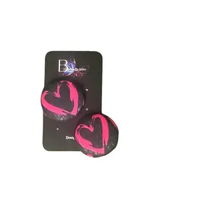 Big heart fabric stud/button earrings