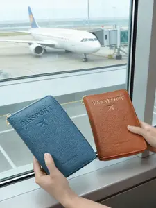 RFID Blocking Magnetic Zip Passport Holder, Multifunctional Travel Document Case, PU Leather Passport Protector, Passport Cover for All Seasons
