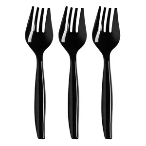 Black Disposable Plastic Serving Forks