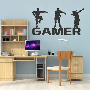 Wall Sticker Ornamental Creative Eco-friendly Letter Gamer Design Self-adhesive Wall Decal for Gift