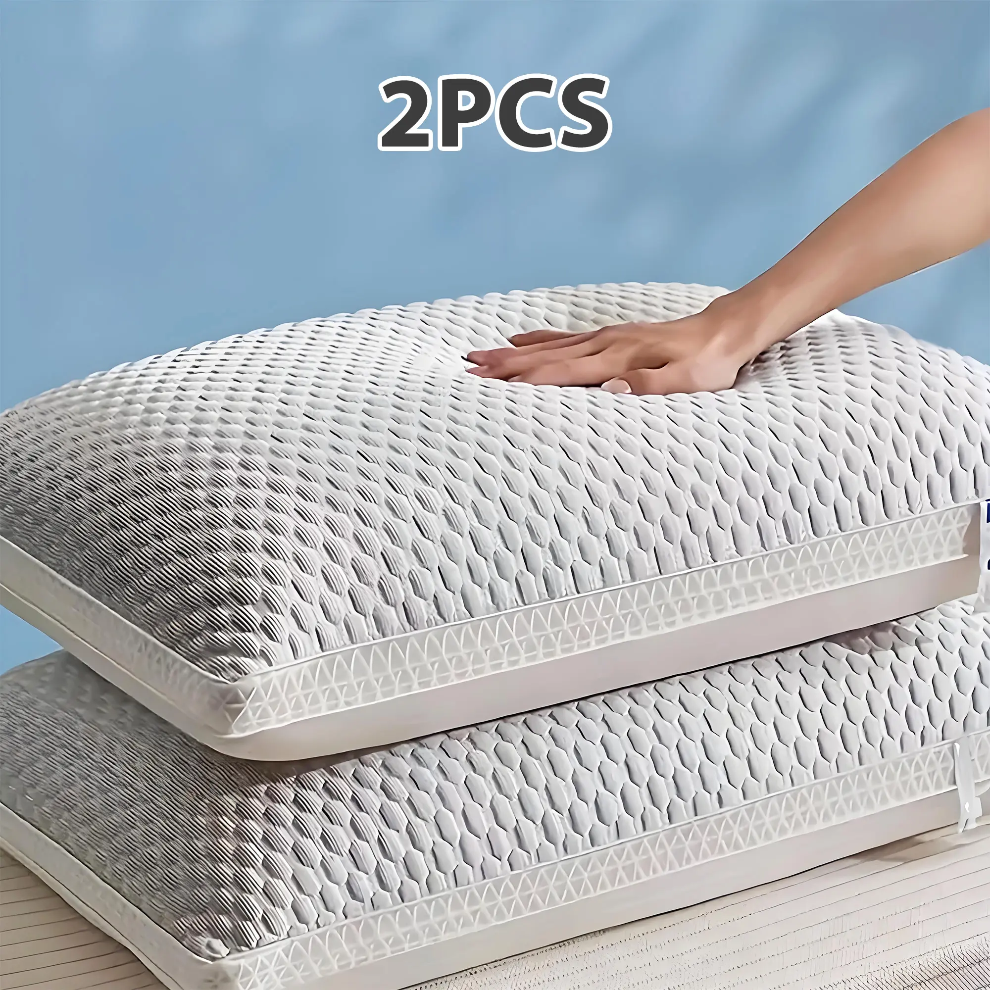 【Summervibes】2PCS Raybee Luxury Pillows for You Bed Sofa with 900G Adjustable Premium Fiber Filling & Cooling Memory Cover, Decor Bedroom Accessories,Hotel , Festival gifts