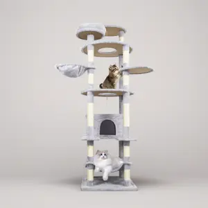 78.8 Inches Large Cat Tree Tower, Extra Wide Stable Base with 12 Sisal Scratching Posts, Large Cat Condo, Hammock & Toys, Sturdy Cat Furniture for Multiple Cats #CatFurniture