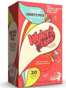 Wyler’s Light Singles To Go Water Drink Mix, Soda-Inspired Flavor Pack, 20 Sticks (Cola, Tropical Lime Pop, Spiced Cherry, Citrus Soda), Sugar Free, Low Calorie