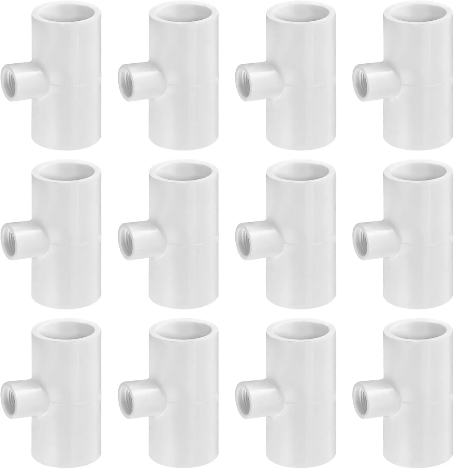 12 Pack Chicken Waterer PVC Tee Fittings - Fully Automatic for Threaded Chicken Waterer Nipples/Cups/Feeders/Poultry Water Drinker, White