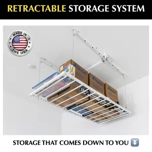 E-Z Lift 4’x8’ Retractable Garage Storage Platform – For Ceilings 8'-11', 400 lb Capacity