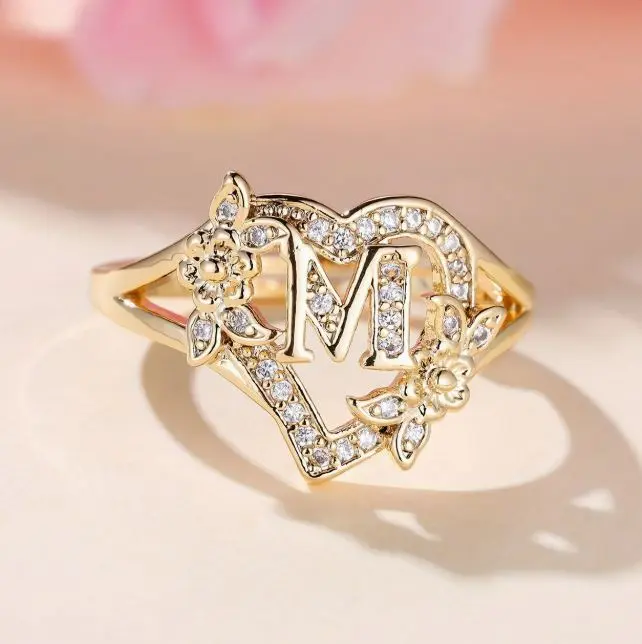 Gold Plated Adjustable Letter Ring - One Size Fits All, Fashionable Design, Versatile Use sarah kim