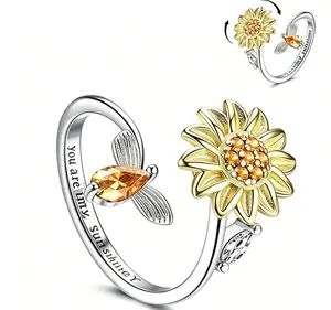 Fidget Spinner Worry Ring, Stress Relief Rotating Finger Ring