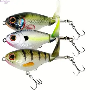 3pcs Artificial Fishing Lures with Floating Rotating Tail, Simulation Lures with Hook for Bass & Trout, Topwater Fishing Lures, Essential Fishing Accessories for Outdoor Fishing