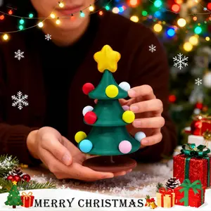 3D Printed Christmas Tree Desk Decor, Manual Rotating, No Power Needed, Dancing Christmas Ornament, Perfect Gift for Holiday Parties