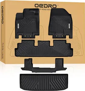YITAMOTOR Floor Mats Fit for 2022-2025 Nissan Pathfinder 8 Seats/Infiniti QX60 7 Seats, All Weather 3 Rows Full Set w/Cargo Mat, TPE Heavy-Duty Pathfinder Accessories Floor Liners, Car Accessories Black