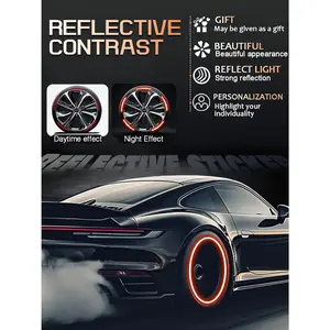 20PCS Car Wheel Reflective Decorative Strip,Night Safety Warning Stickers,Cars,Motorcycles,Bicycles are Applicable, Colorful and Diverse, a Street The Most Beautiful Car (Red)