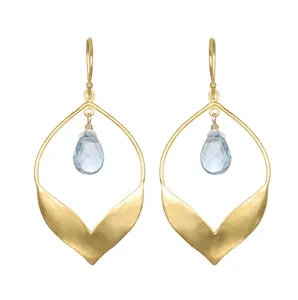 Satya Jewelry Transformed by Compassion Lotus Blue Topaz Earrings- Wear for New Beginnings and Love- One year warranty