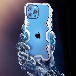 Mechanical Metal Shockproof Bumper Case for iPhone 12/13/14/15plus/16e/17pro max  Rugged Armor Cover