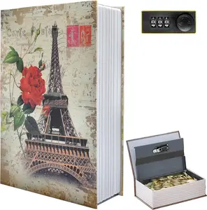Paris Book Safe Box with Combination Lock, Diversion Safe Vintage Faux Book Hidden Safe for Decoration, Secret Storage Box for Home Office Café Bookshelf Decor (9.5"×6"×2.2") Brand: FOWSEEK