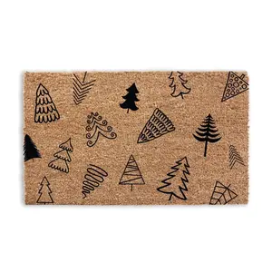 Christmas Tree Pattern Doormat Handcrafted Flocking Design for Long Lasting Christmas Decoration