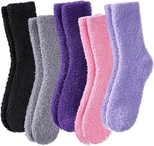 5 pairs Cozy Fluffy Winter Warm Socks Fuzzy Plush Sleeping Slipper Socks Soft Home Sleeping Socks for Teen Girls