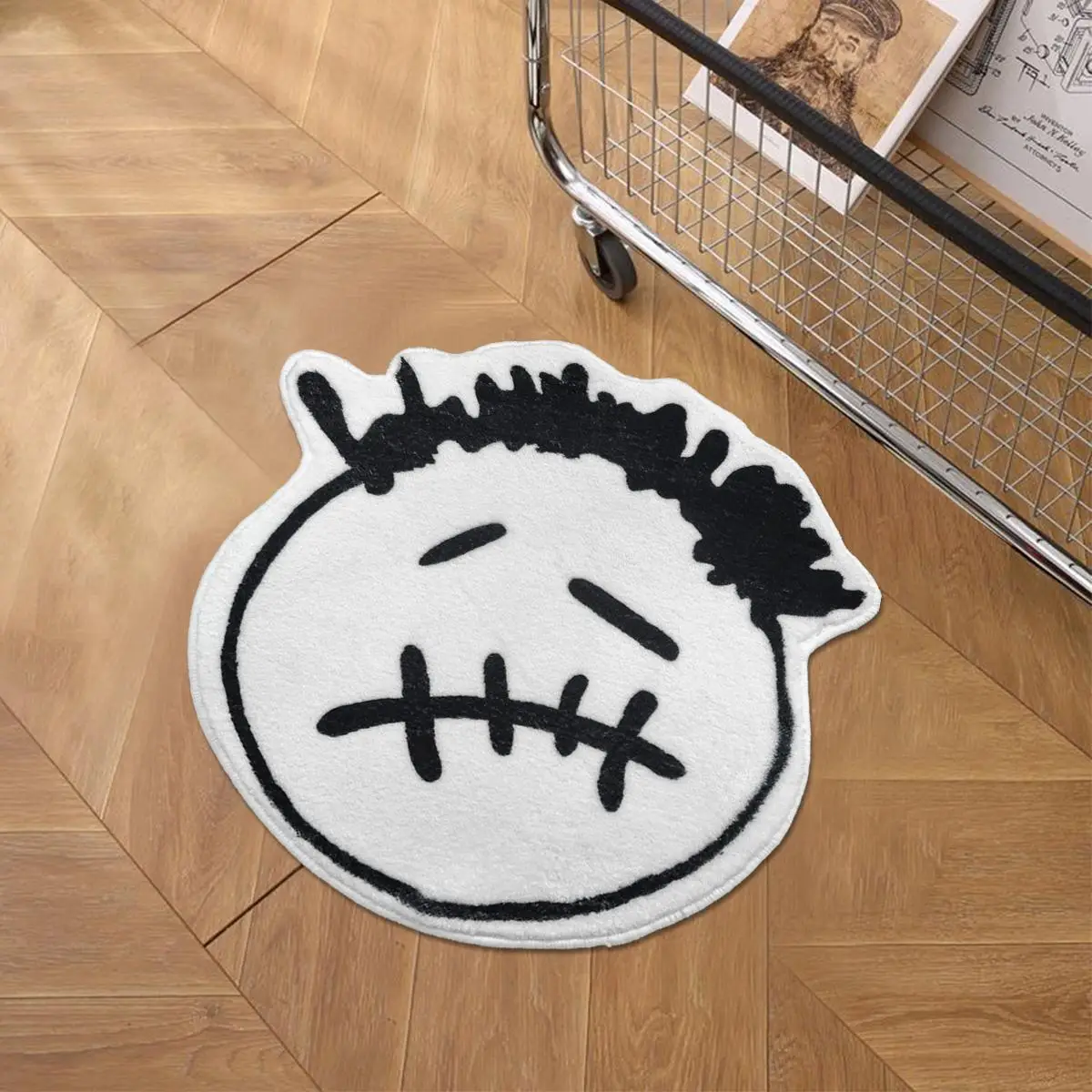 Creative Art Hip Hop Design Felt Fabric Rug, 1 Count Little Boy Pattern Floor Mat, Rugs for Bedroom, Decorative Carpet for Home Living Room Bedroom St