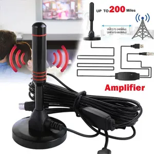 HD Digital TV Antenna Indoor Amplified DAB Antenna 200 Miles Ultra Range VHF UHF F Male Connector DVB-T2 Antenna for 720p 1080i 1080p ATSC DVB-T DVB-T2 ISDB Signals Amplified IndoorOutdoor Smart TV Antenna