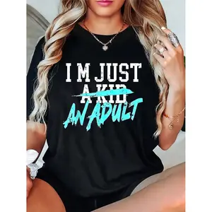 Women's 100% Cotton Short-Sleeve Streetwear T-Shirt - Round Neck, Crew Neck, Vintage Casual Everyday Top Tshirt