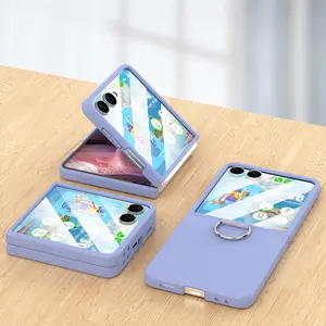 Samsung Galaxy Z Flip 7 Case with Screen Protector Ring Shockproof Protective Cover Flip Z 7 Phone Case for Galaxy Z Flip 7 5G 2025 - Purple