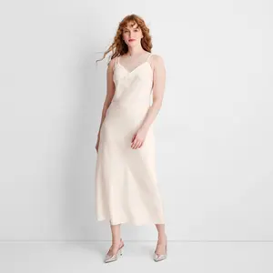 Women's Sleeveless Mixed Media Ankle Slip Dress - Future Collective