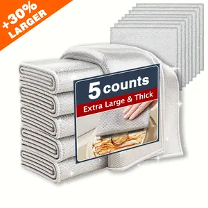 5-Pack Heavy-Duty Cleaning Cloths – Extra Large, Super Absorbent & Non-Scratch for Dishes, Pans & Kitchen Cleaning | Reusable, Double-Layered Dishwashing Rags for Wet & Dry Use – Durable, Washable & Lint-Free!