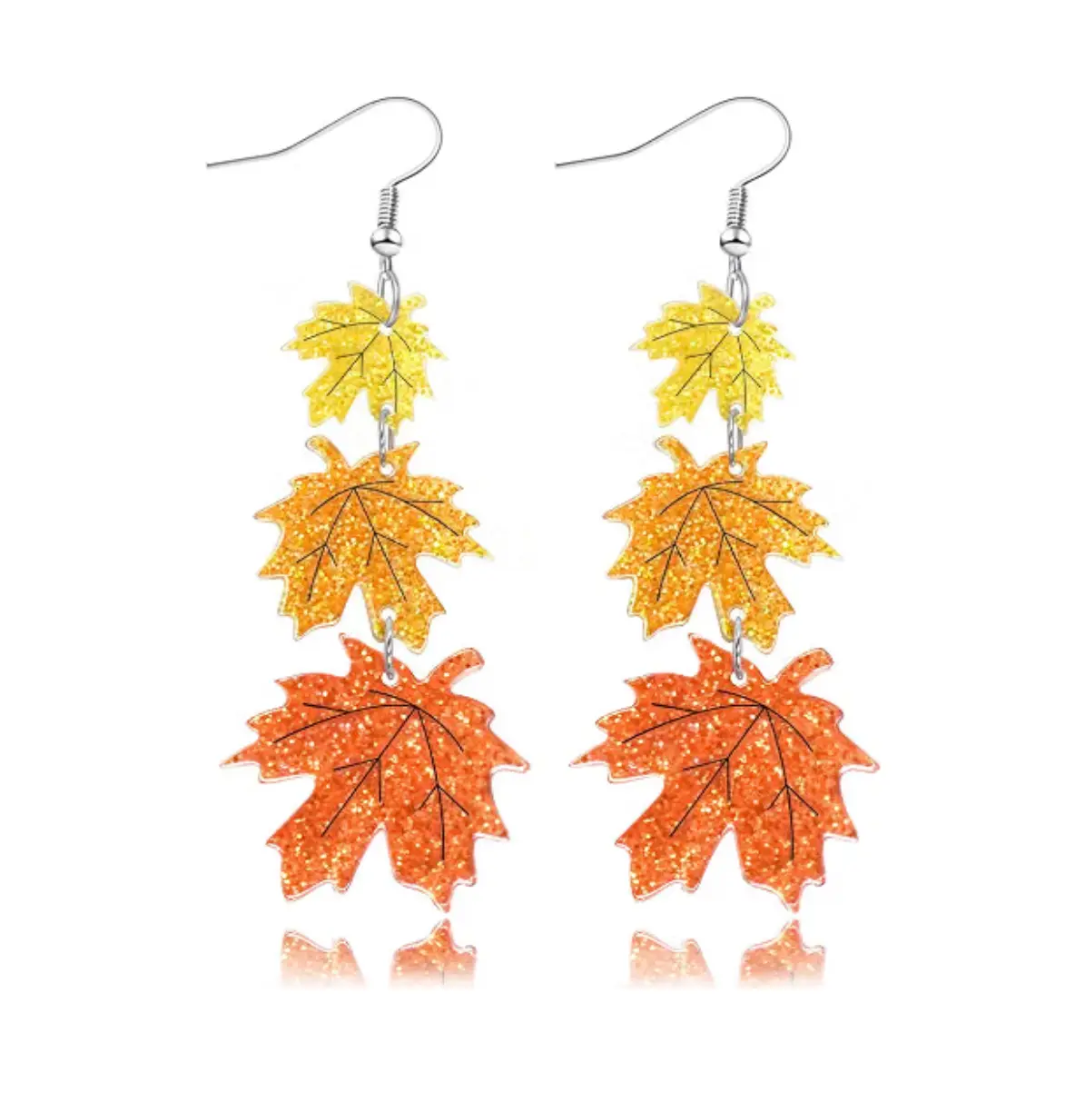 Women's Lightweight Acrylic Glitter Thanksgiving Earrings, Fall Turkey-Maple Leaf Costume Jewelry, Holiday Gift Accessories