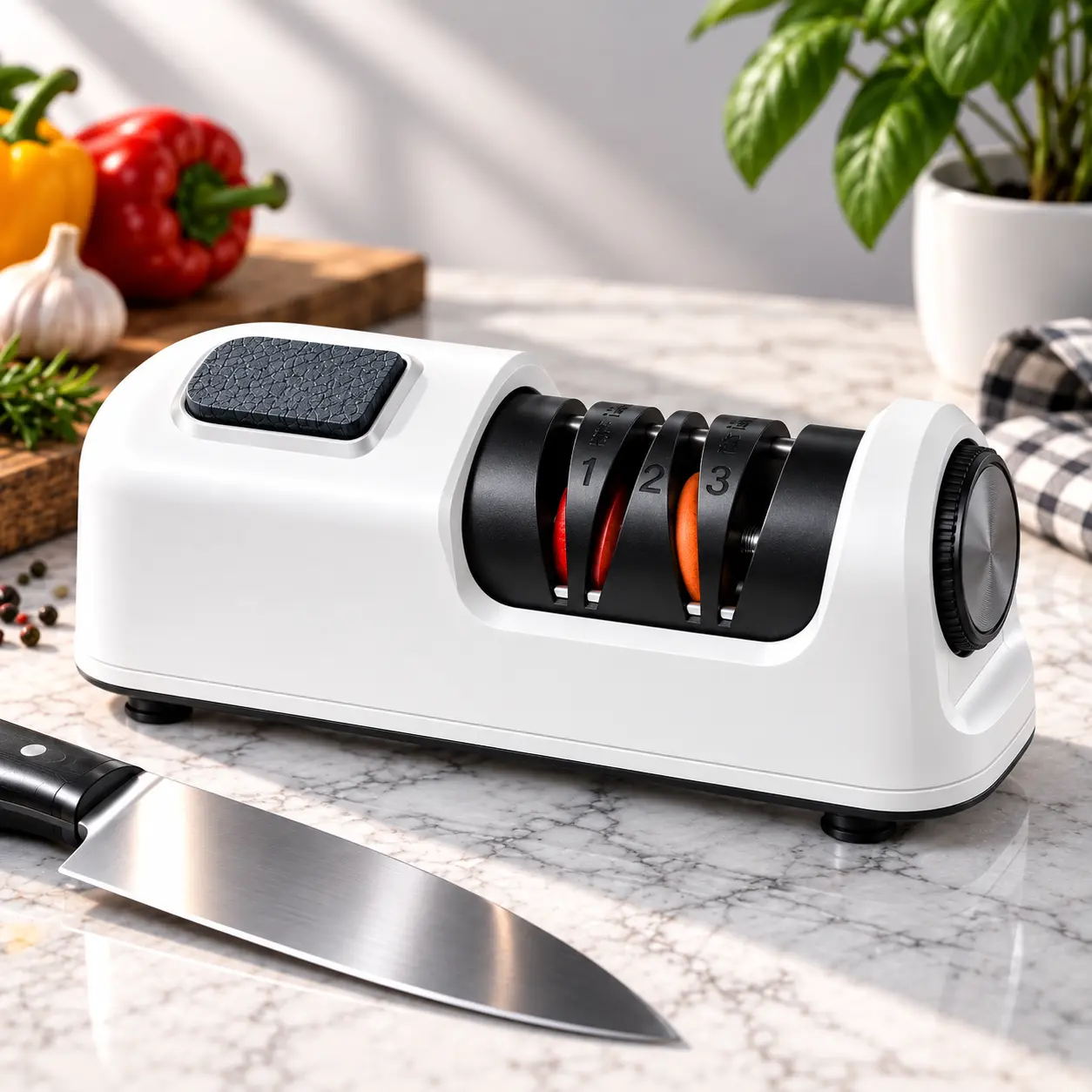 IMAHATK Rechargeable Electric Knife Sharpener, Cordless Automatic Knife Sharpening Tool with Multiple Grinding Wheels, Portable Kitchen Knife Sharpener for Kitchen Knives, Scissors & Household Blades