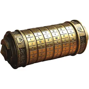 lock box gift Cryptex Puzzle Boxes Da Vinci Code Mini with Hidden Compartments Anniversary Valentine's Day Puzzle Birthday Gifts for Her Girlfriend Mystery Box for Men, Brass, Large