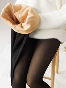 Women's High-Waisted Yoga Pants, Sporty Design, Fall & Winter Wear, Plain Pattern, Warm & Comfortable, Ideal for Gym & Outdoor Activities, Gym Workout Leggings