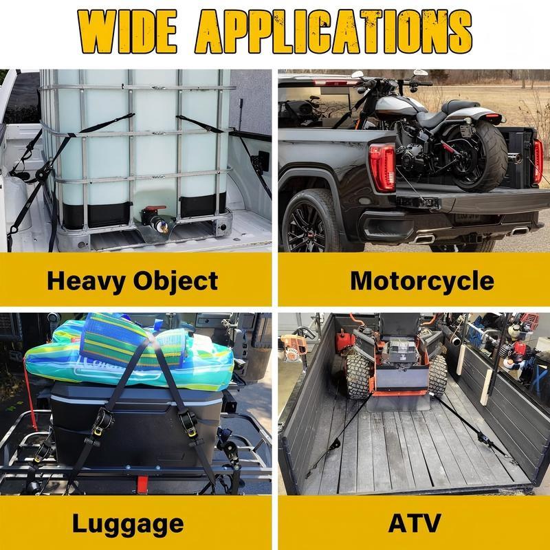 Auto Retractable Ratchet Tie Down Straps 1500 lb Capacity Luggage strap for motorcycles Securing with Padded Handles for Trucks Motorcycles Kayaks ATVs Moving