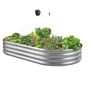 VEVOR Metal Raised Garden Bed, 6 x 3 x 1 ft Outdoor Galvanized Planter Garden Box, Open Bottom Design, Large Planter Raised Bed for Growing Vegetables, Flowers, Herbs, Succulents, Galvanized Color