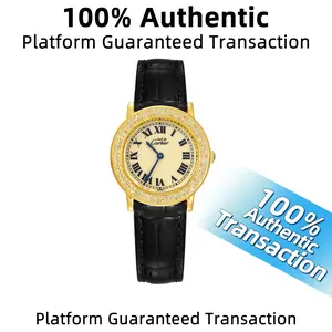 Cartier Mini Cyclone 27mm Gold-Plated Silver Quartz Watch with White Dial and Aftermarket Diamond-Set Bezel WHT022981