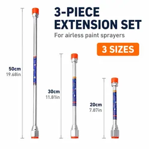 3 Pieces Airless Paint Sprayer Extension Rod Set (8", 12", 20") for Walls, Ceilings and Painting Projects