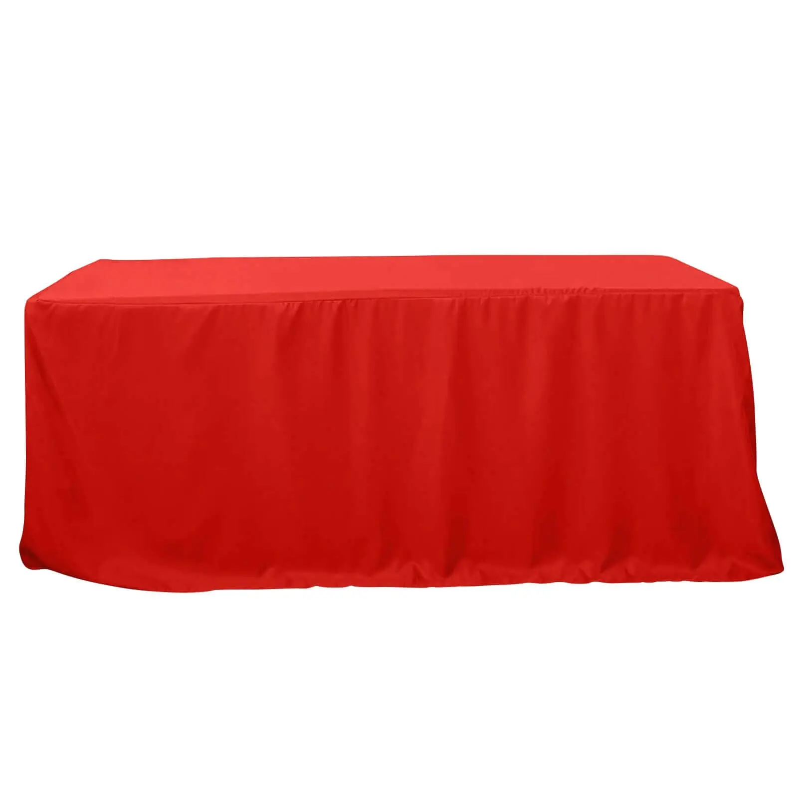 Fitted Polyester 96"x30" Rectangle Tablecloth Red - Durable and Easy to Maintain Table Cover