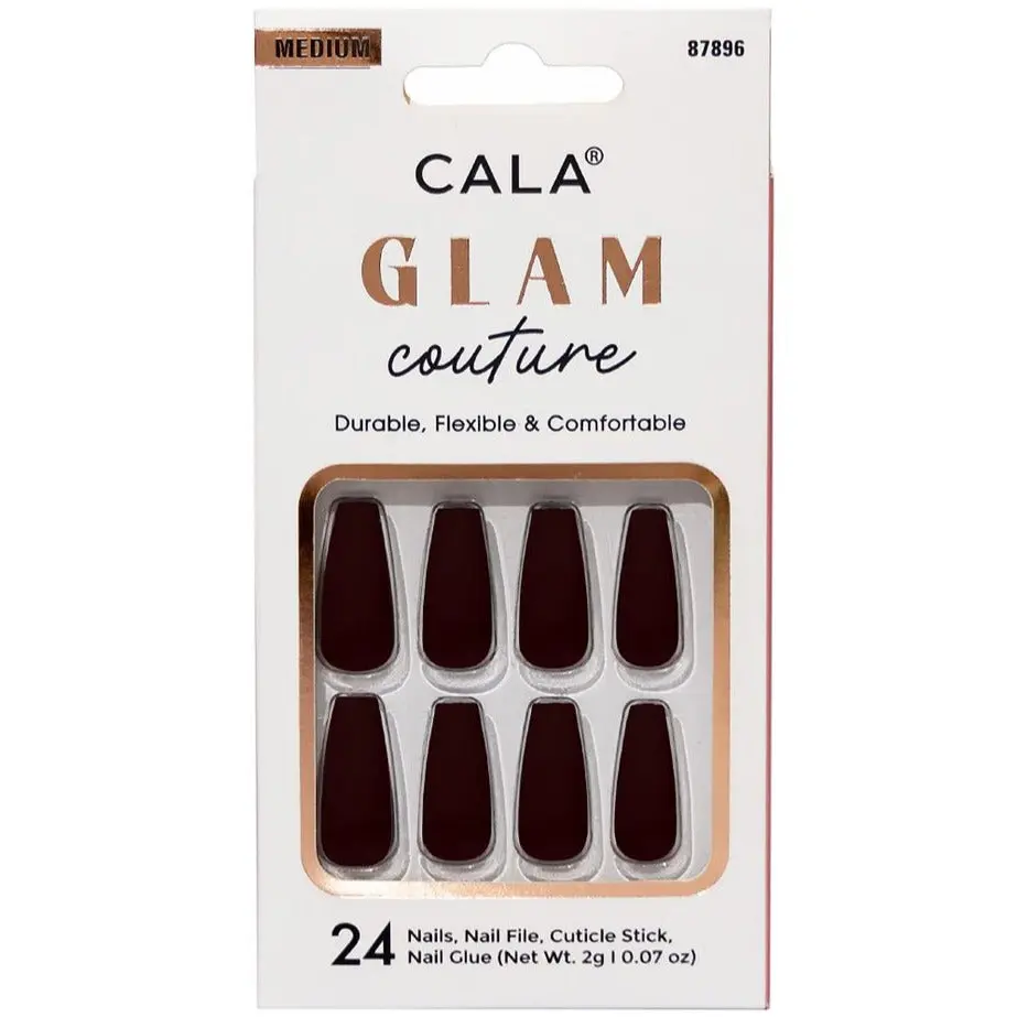 CALA Glam Couture | Medium Coffin Brown Press On Nails