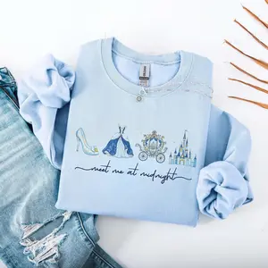 Meet Me at Midnight Sweatshirt, Fairytale Carriage Inspired Sweater, Magical Princess Party Graphic Shirts, Cute Girls Trip 2026 Gift