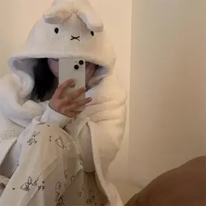 MIFFY Woolen Blanket Women's Home Autumn/Winter Thick Warm Blanket Student Shoulder Strap Hat Integrated Napping Cotton Blanket