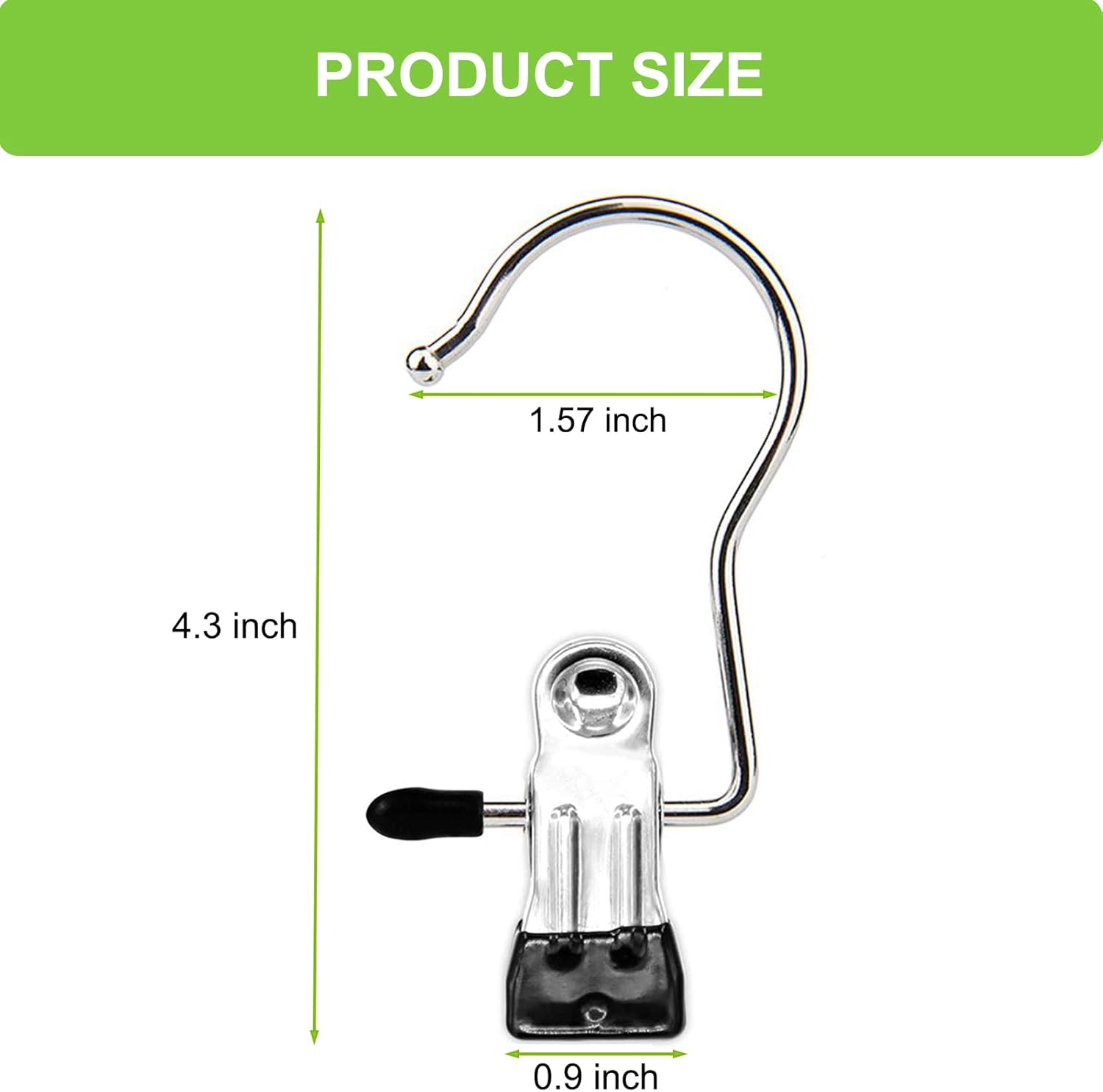 Stainless Steel 20pcs Laundry Hook Clips - Space Saving Rust-Proof Clothespins, Hat, Pants, Travel Hooks, 360° Rotating Hangers Organizer Space-Saving