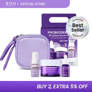 BIOHEAL BOH Probioderm 3D Lifting Travel Size Skin Care Kit | Korean Skincare Set for Firming & Hydration, with Ampoule, Face Moisturizer & Serum Spray | Mini Travel Essentials & Gift Set for Women Smooth Restore