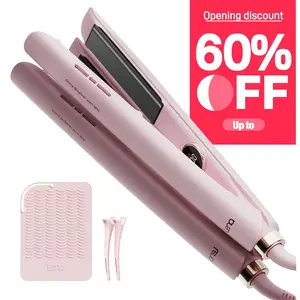LENA Professional Flat Iron Hair Straightener Titanium Fast Heating Curler & Straightener 2 in 1, Perfect for Fall, Halloween & Christmas Gift Comfort