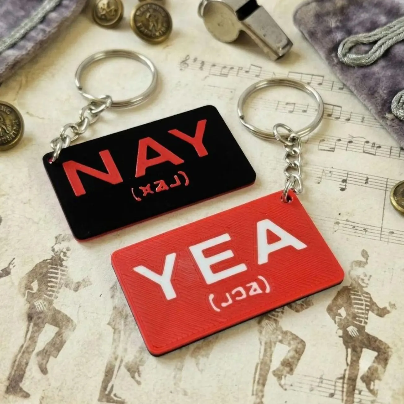 MCR My Chemical Romance Yea Nay Sign Keychain | Black Parade Tour Emo Accessory